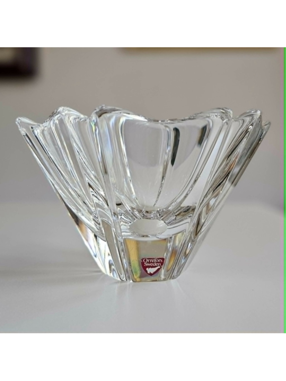 Vintage Orrefors "Orion" Crystal Bowl – Lars Hellsten Sweden – 5.5" Signed